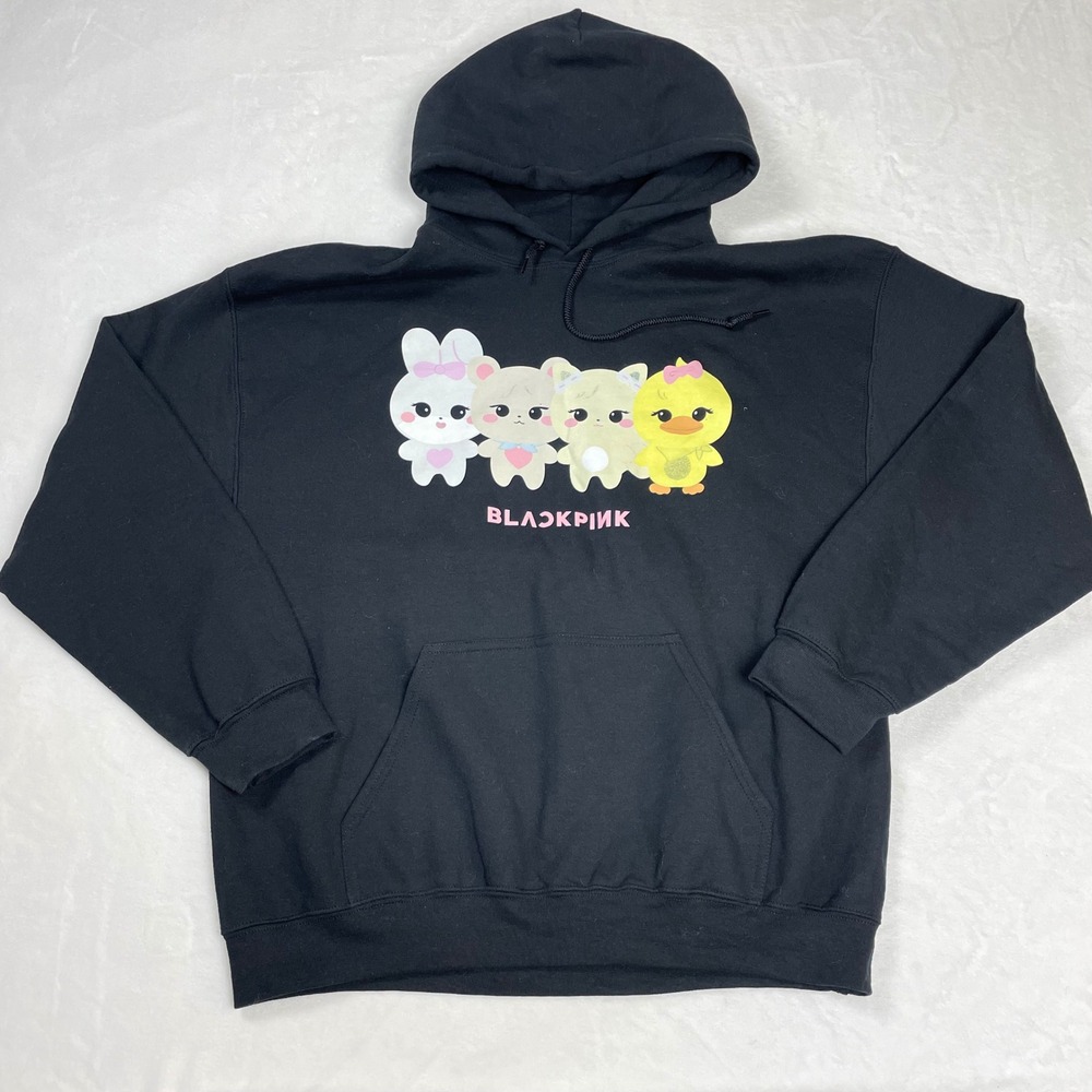 Blackpink Hoodie Women Large Black NWT Born Pink World Tour Mascots Graphic